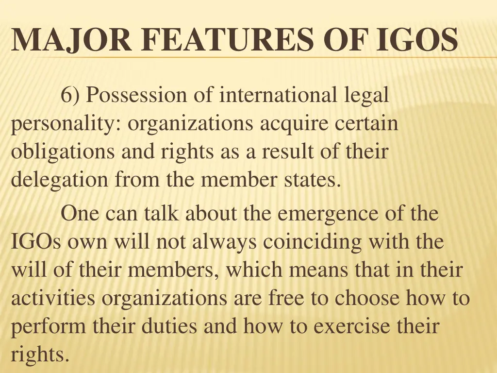 major features of igos 13