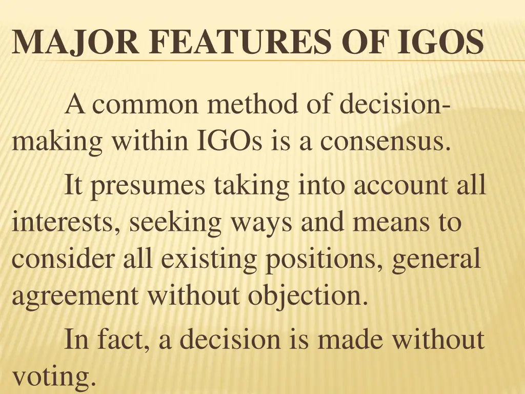 major features of igos 21