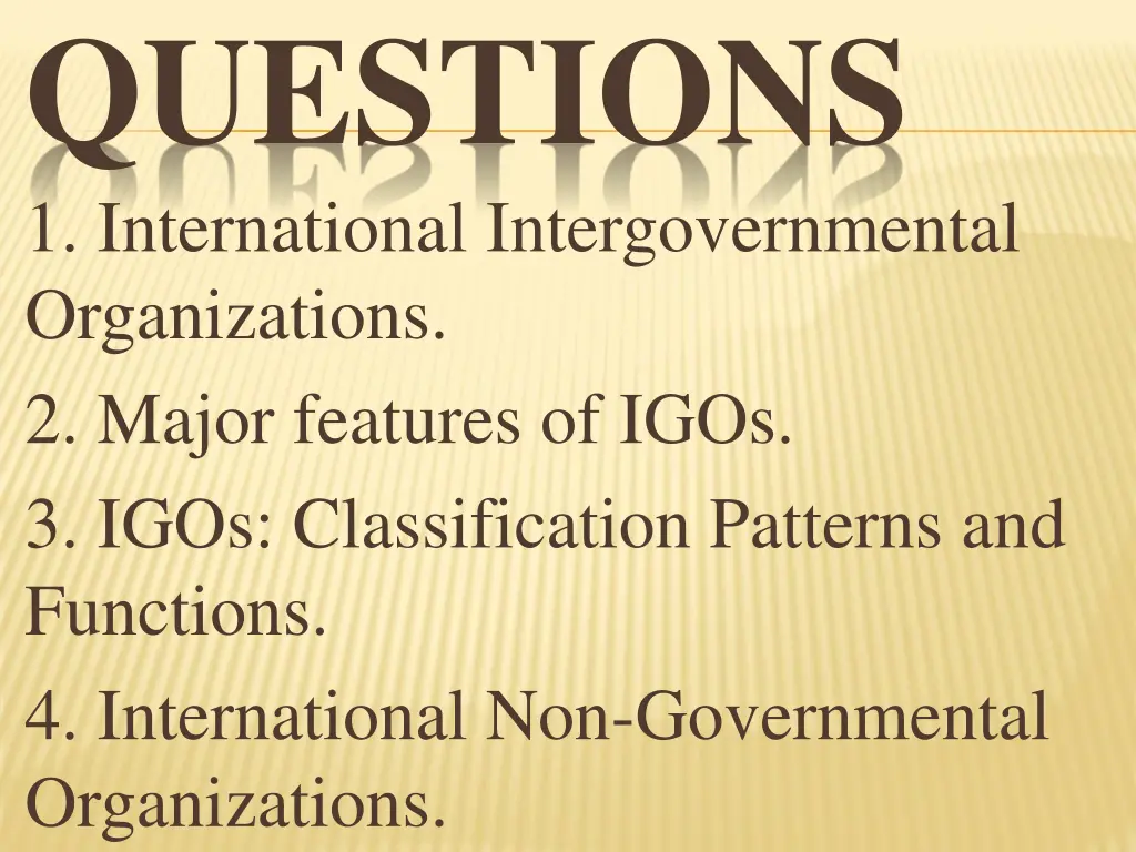 questions 1 international intergovernmental