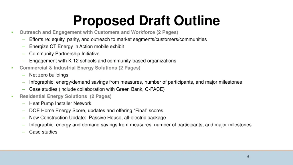 proposed draft outline outreach and engagement