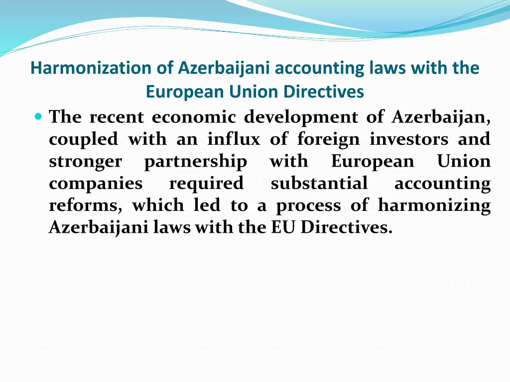 harmonization of azerbaijani accounting laws with