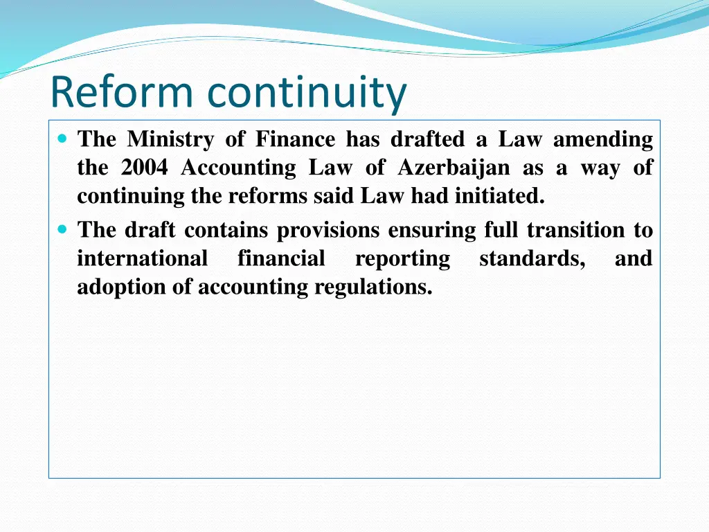 reform continuity the ministry of finance