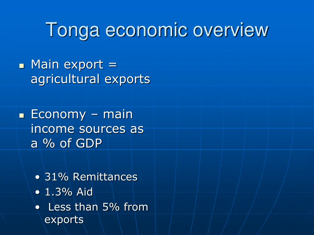 tonga economic overview