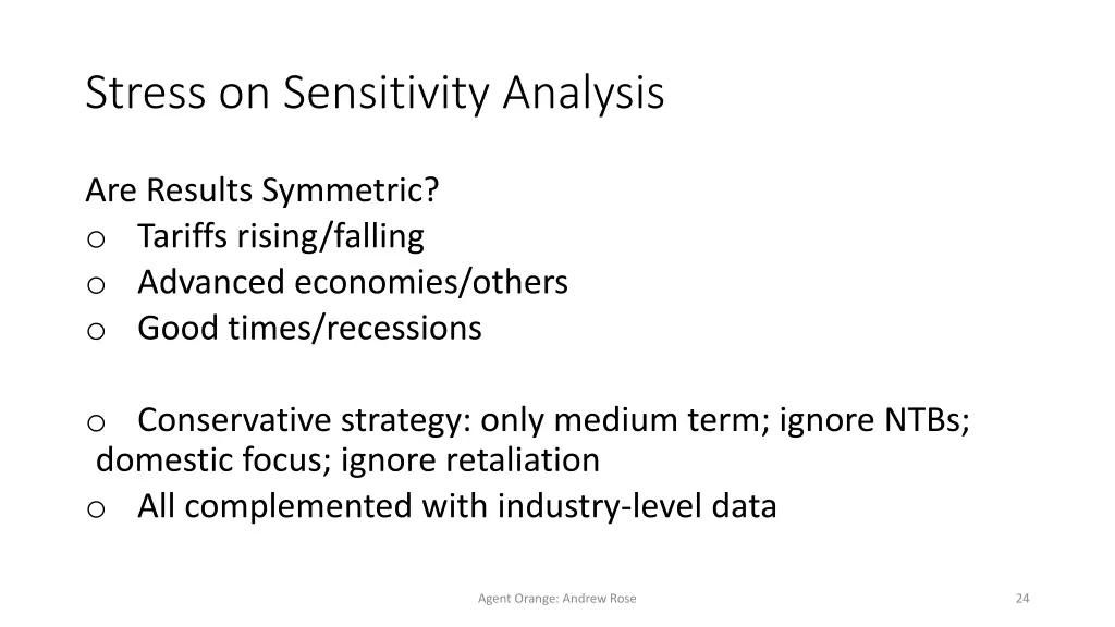 stress on sensitivity analysis