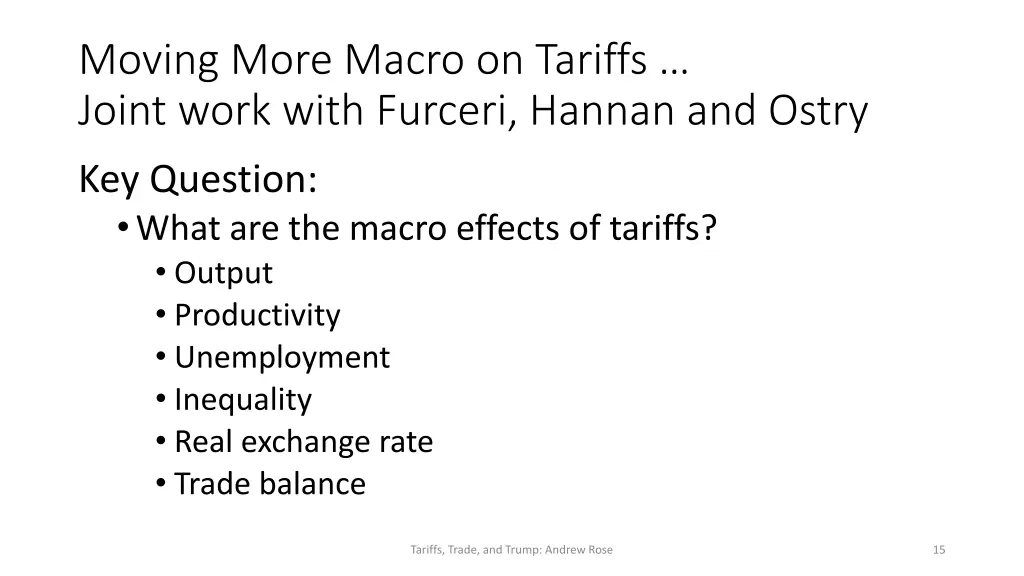 moving more macro on tariffs joint work with