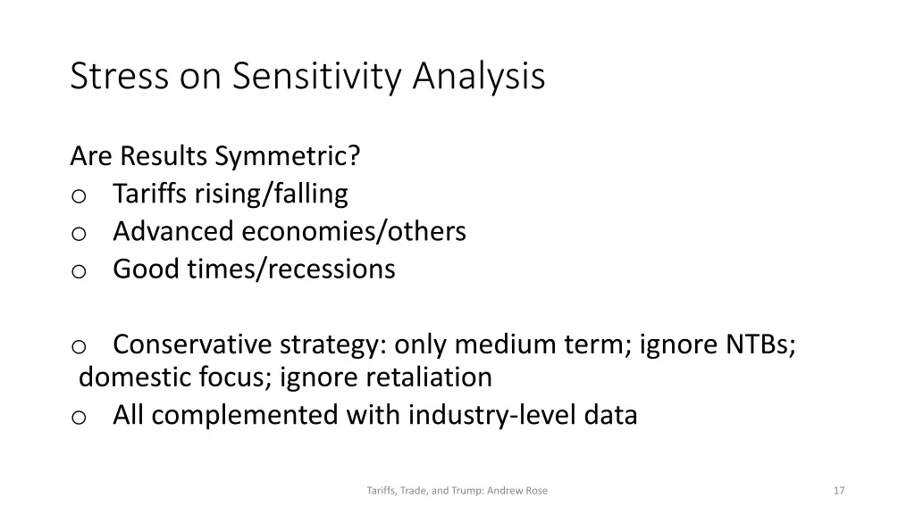 stress on sensitivity analysis