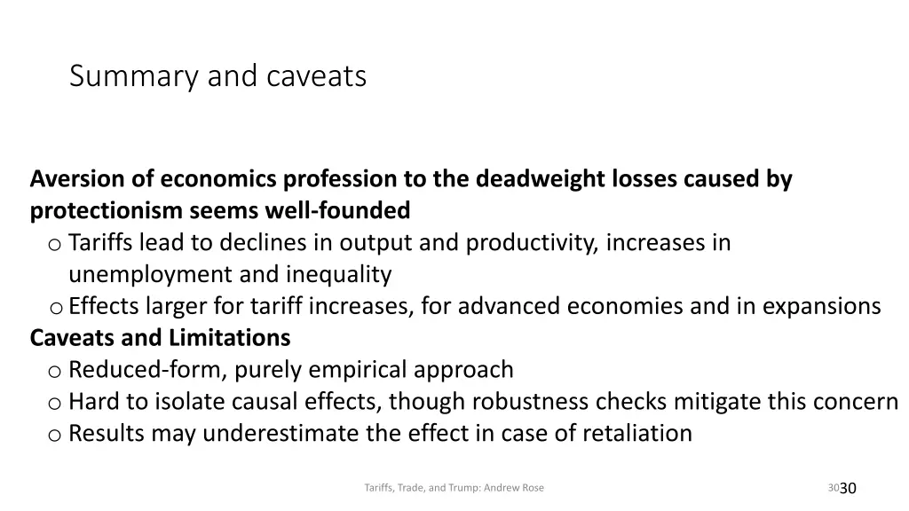summary and caveats