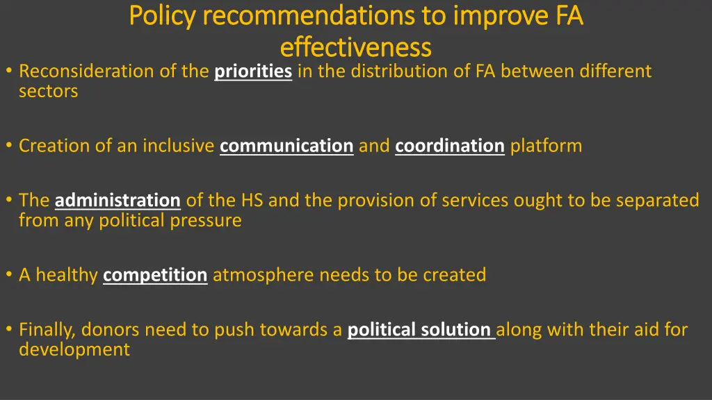 policy recommendations to improve fa policy