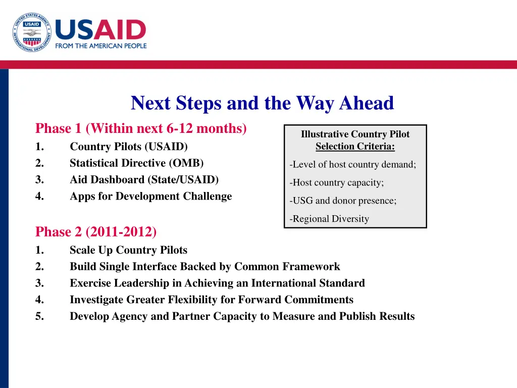 next steps and the way ahead phase 1 within next