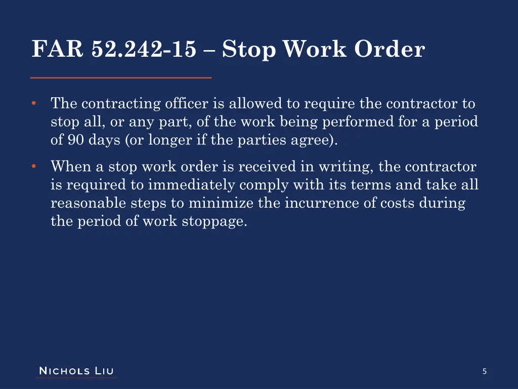far 52 242 15 stop work order