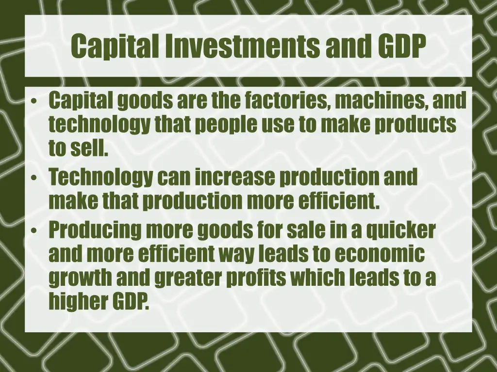 capital investments and gdp