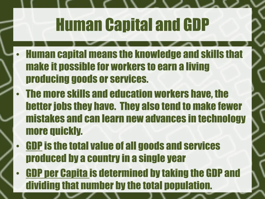 human capital and gdp