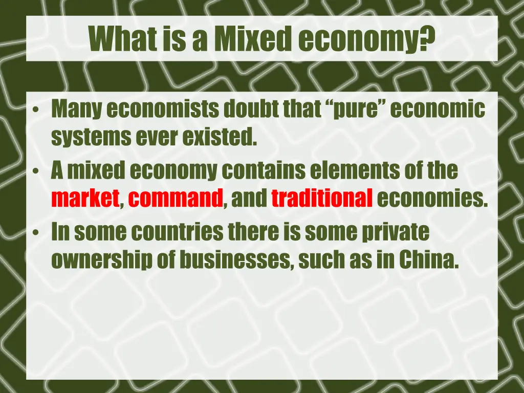 what is a mixed economy