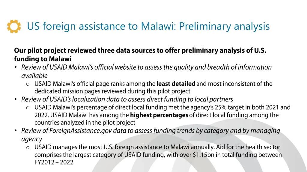us foreign assistance to malawi preliminary