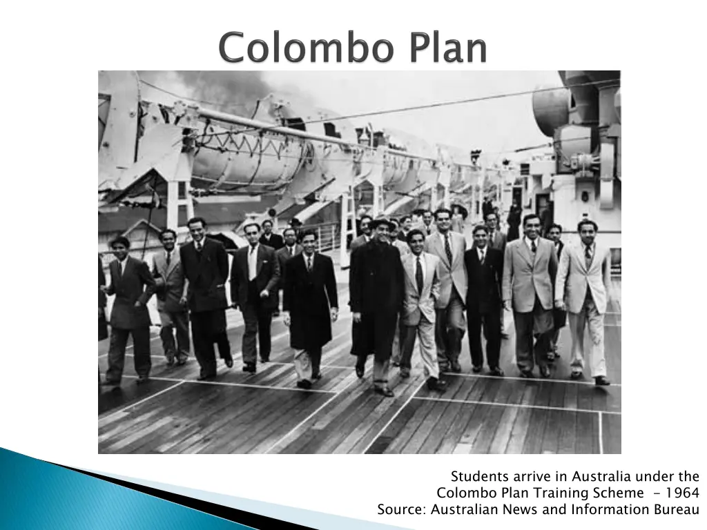 students arrive in australia under the colombo
