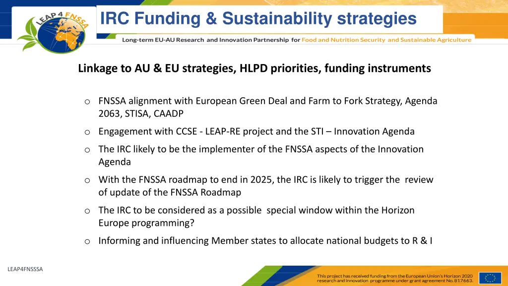 irc funding sustainability strategies 10