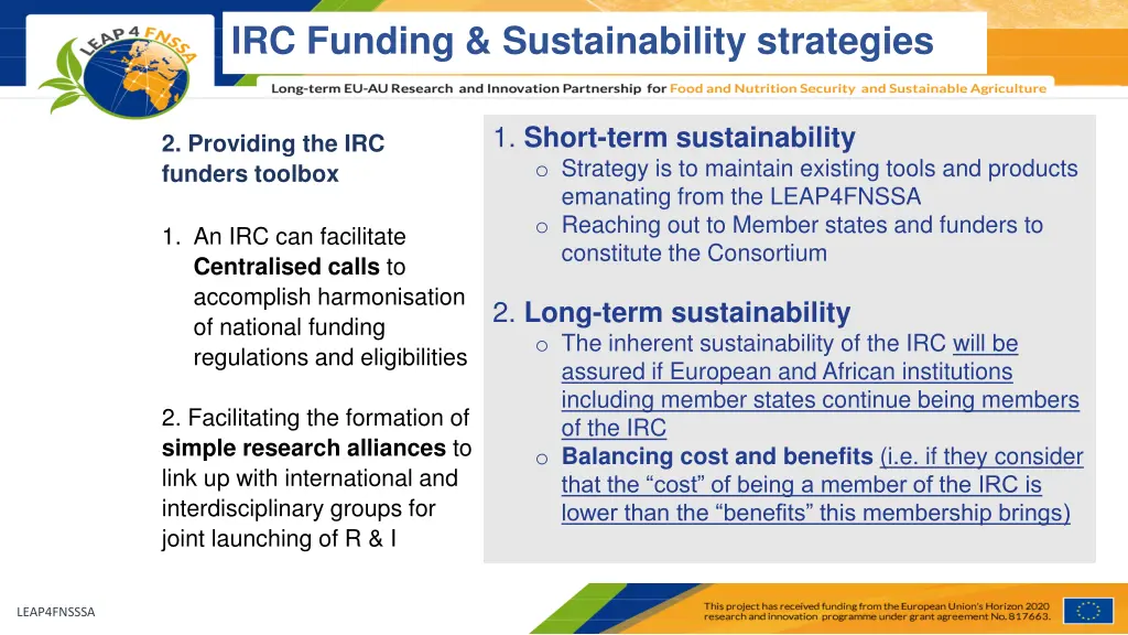 irc funding sustainability strategies 9