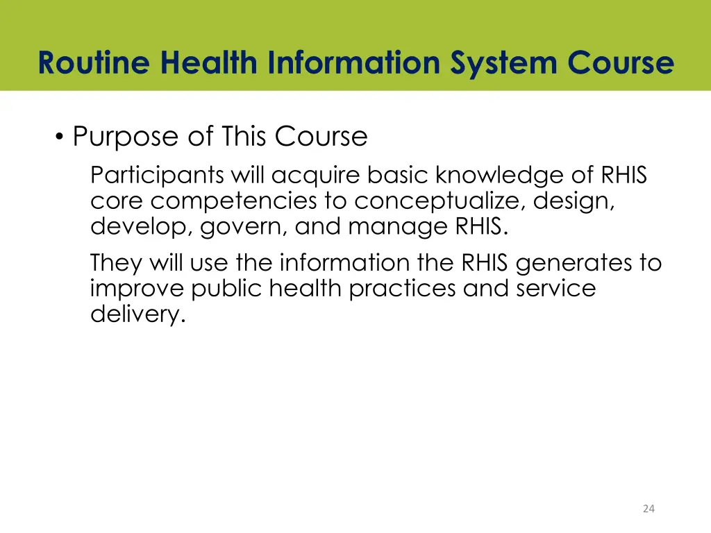 routine health information system course