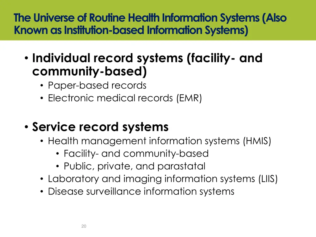 the universe of routine health information
