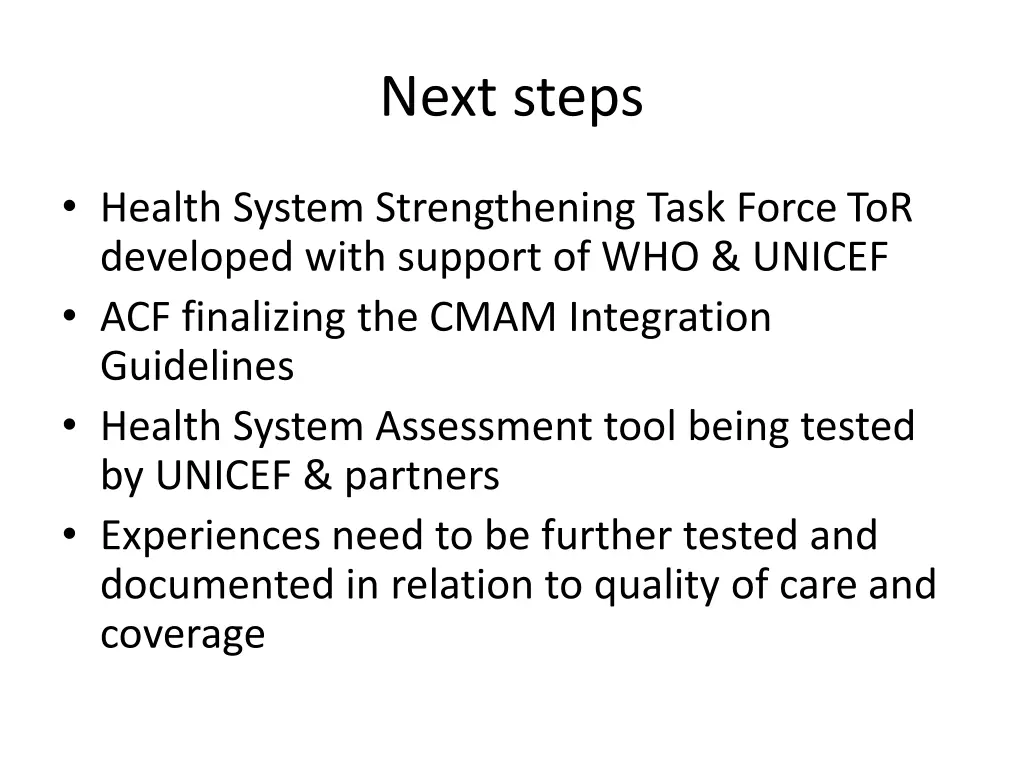 next steps