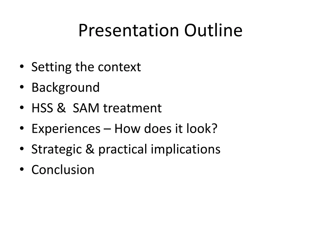 presentation outline