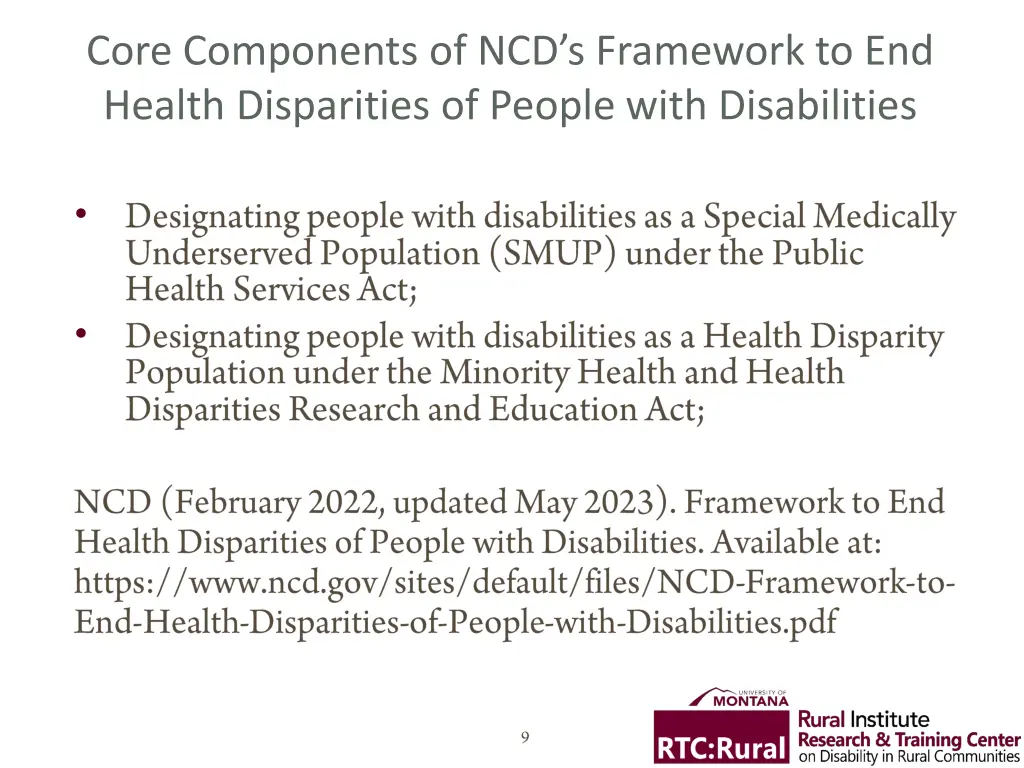 core components of ncd s framework to end health