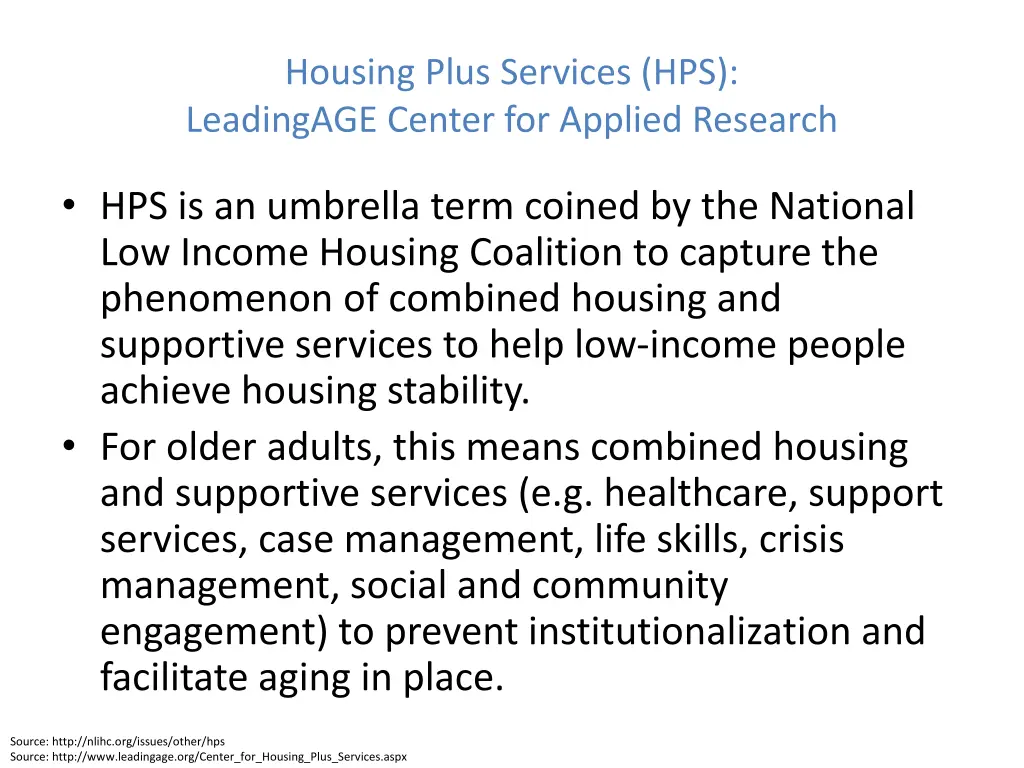 housing plus services hps leadingage center