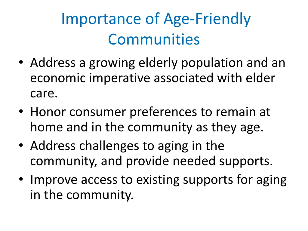 importance of age friendly communities address