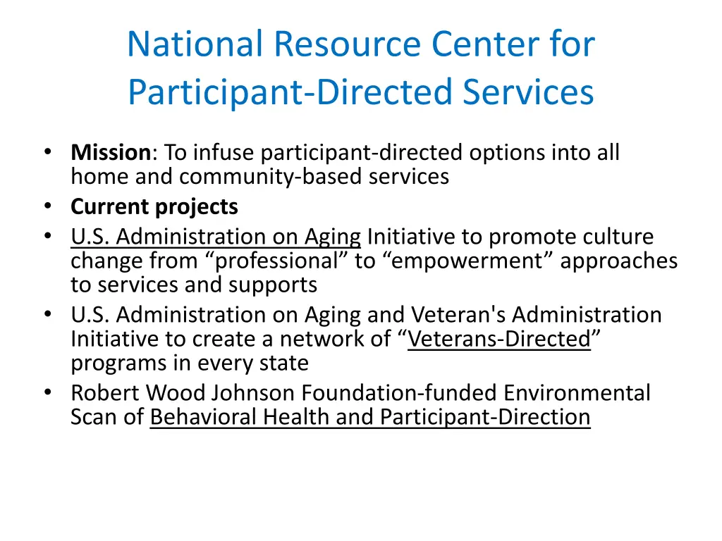 national resource center for participant directed