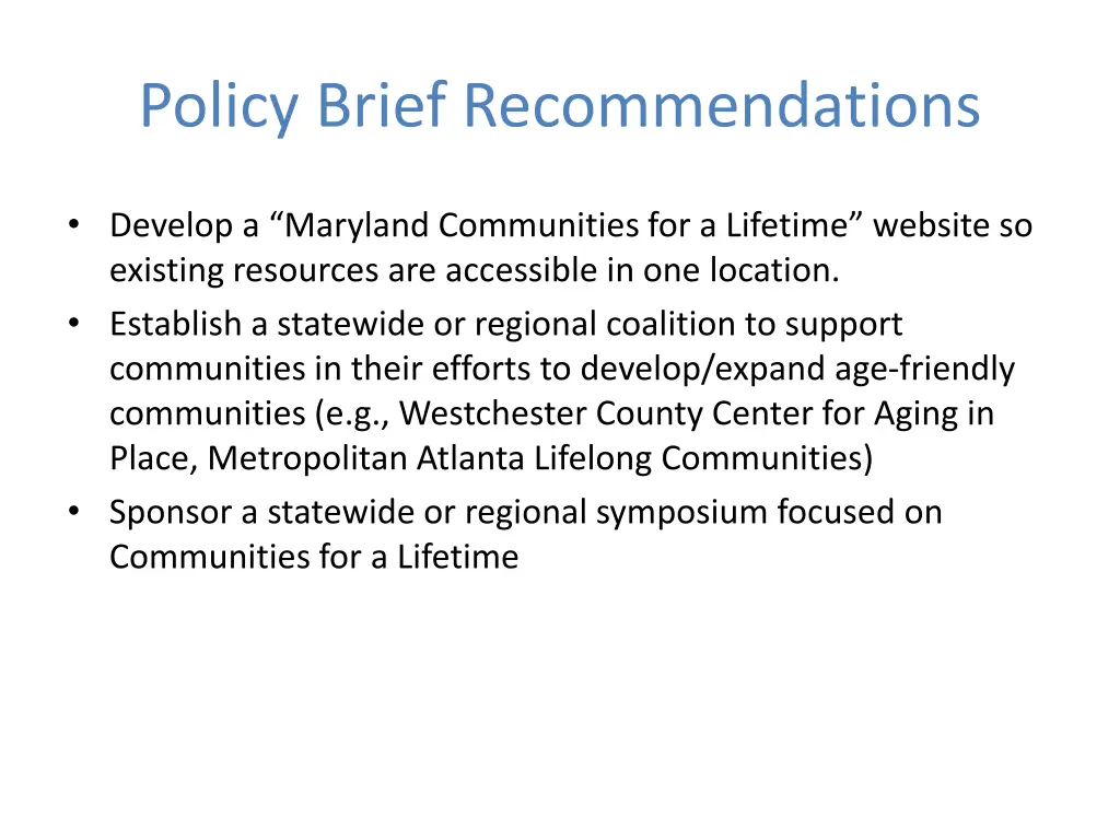policy brief recommendations