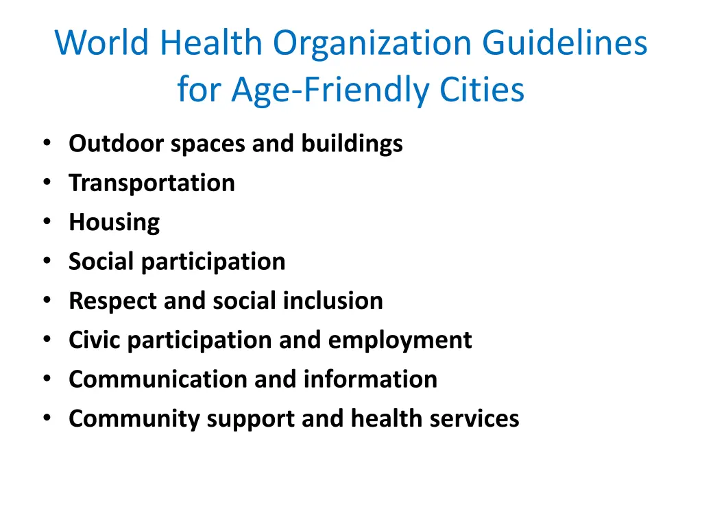 world health organization guidelines