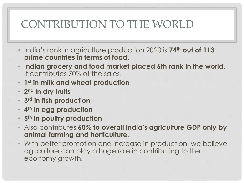 contribution to the world