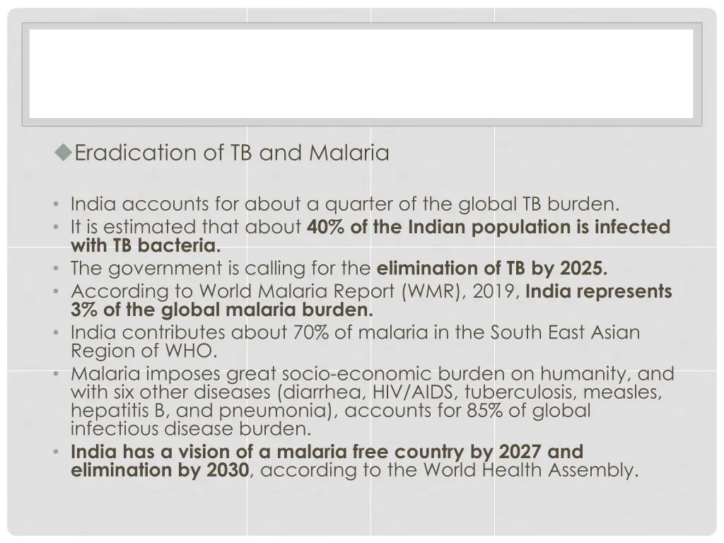 eradication of tb and malaria