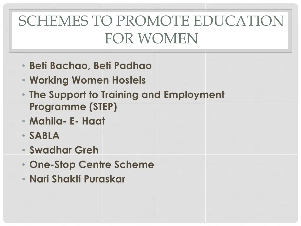 schemes to promote education for women