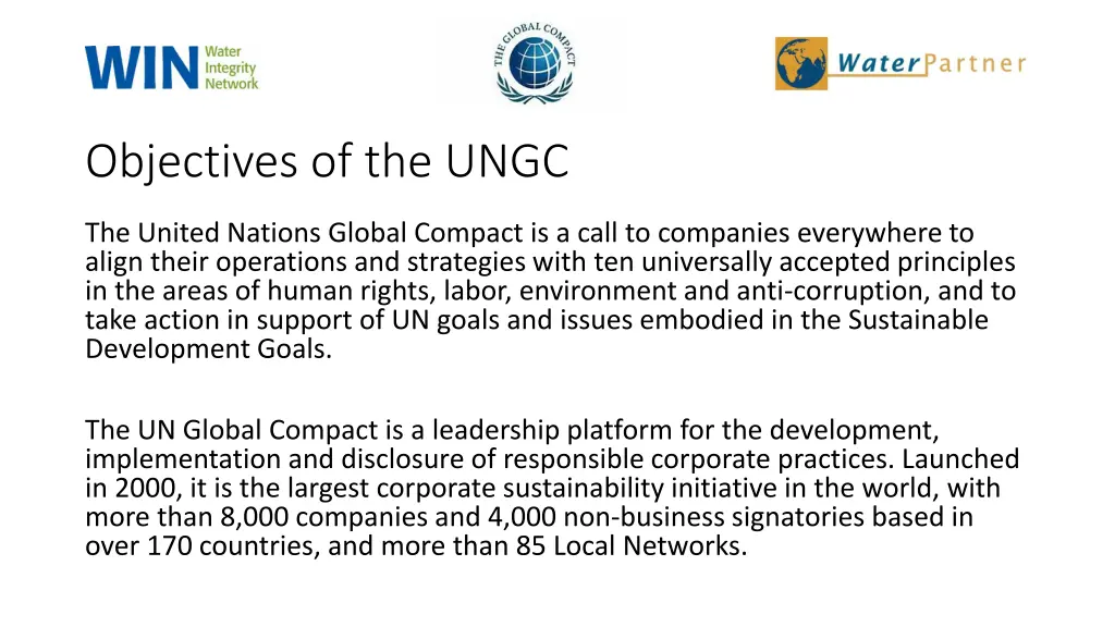 objectives of the ungc