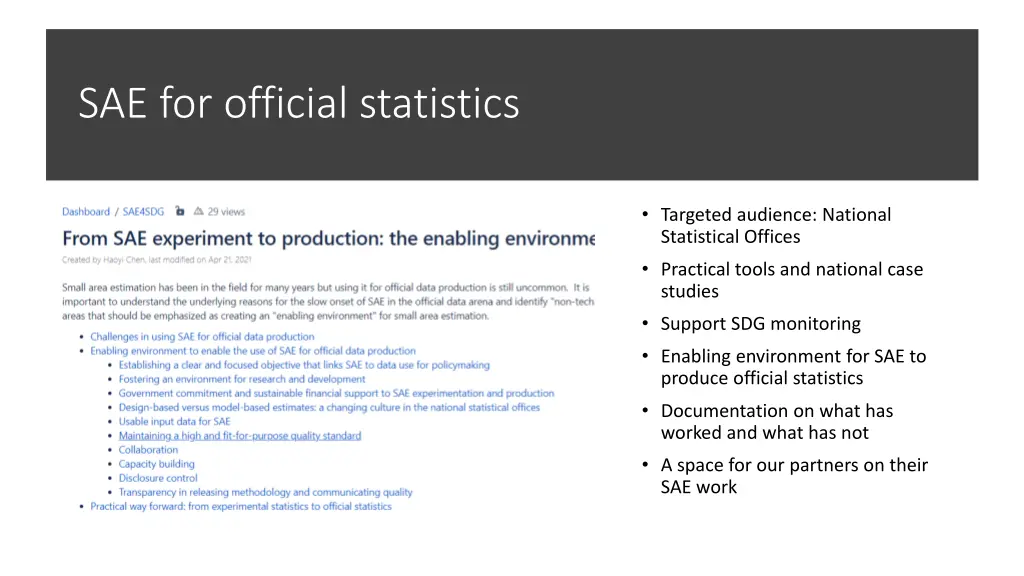 sae for official statistics