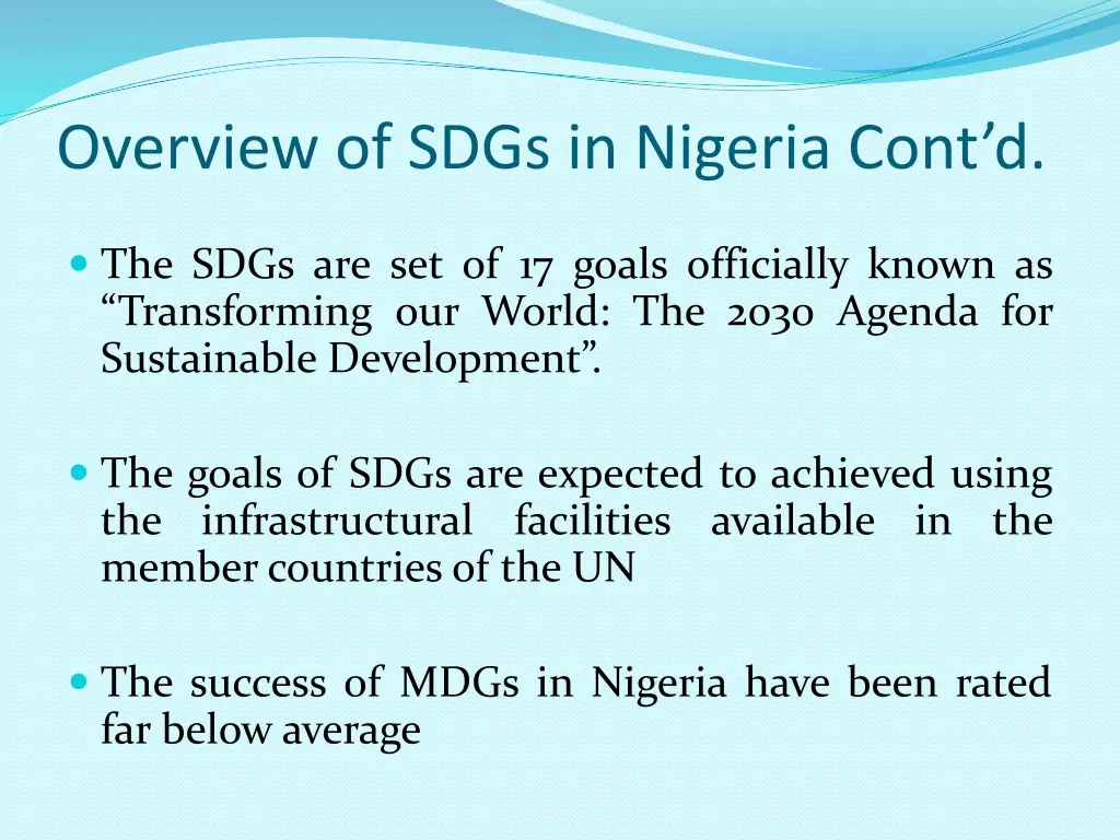 overview of sdgs in nigeria cont d