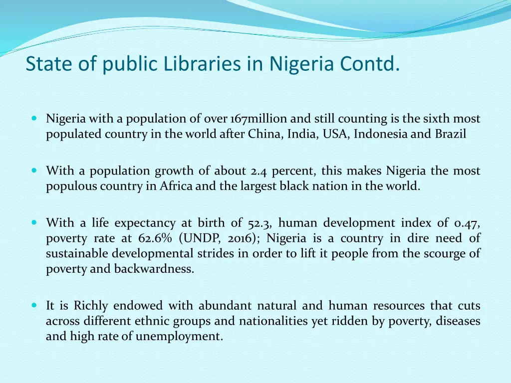 state of public libraries in nigeria contd