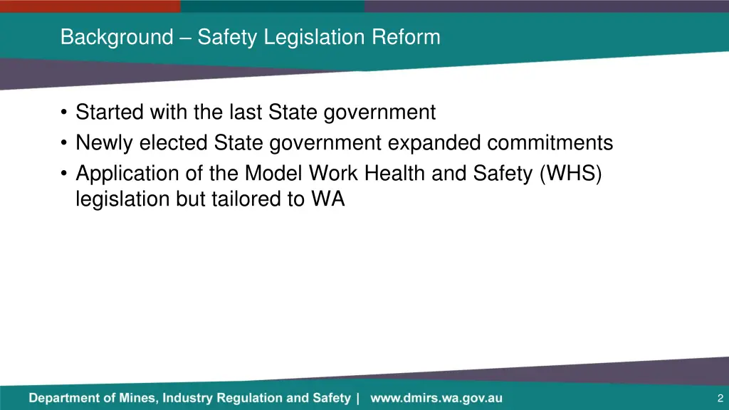background safety legislation reform