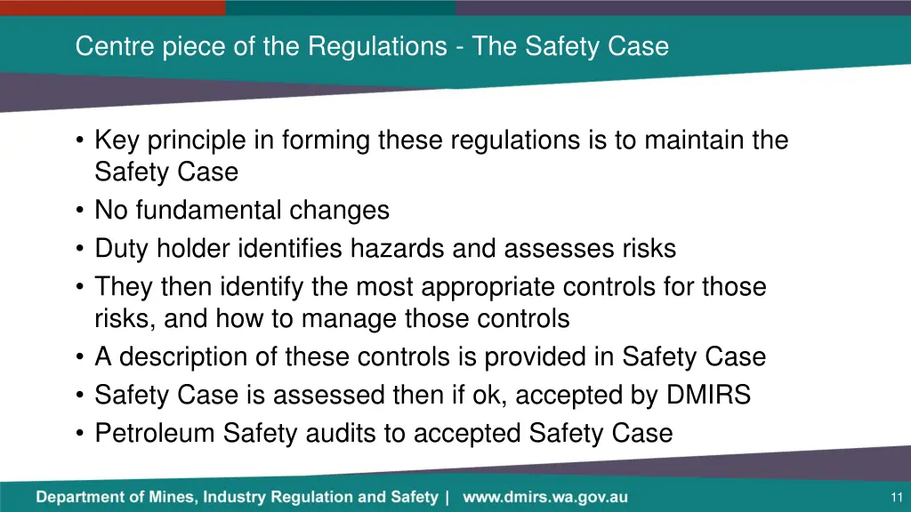 centre piece of the regulations the safety case