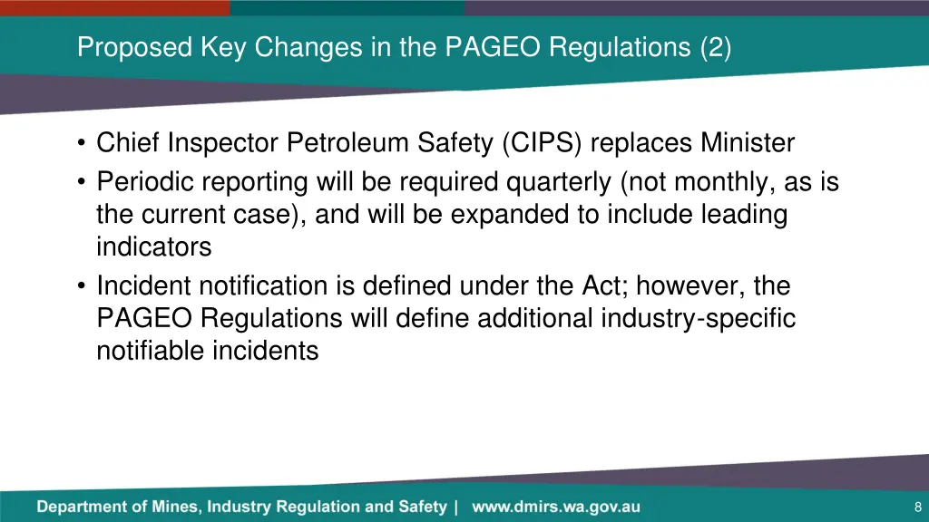 proposed key changes in the pageo regulations 2