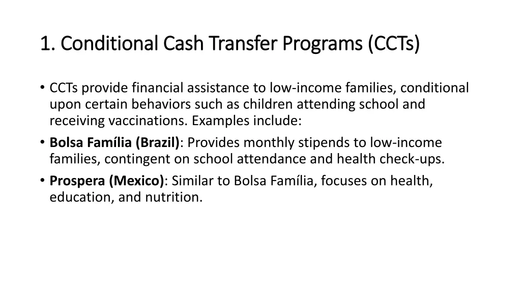 1 conditional cash transfer programs ccts