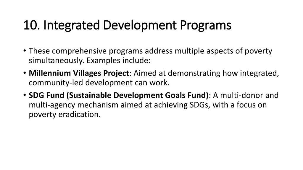 10 integrated development programs 10 integrated