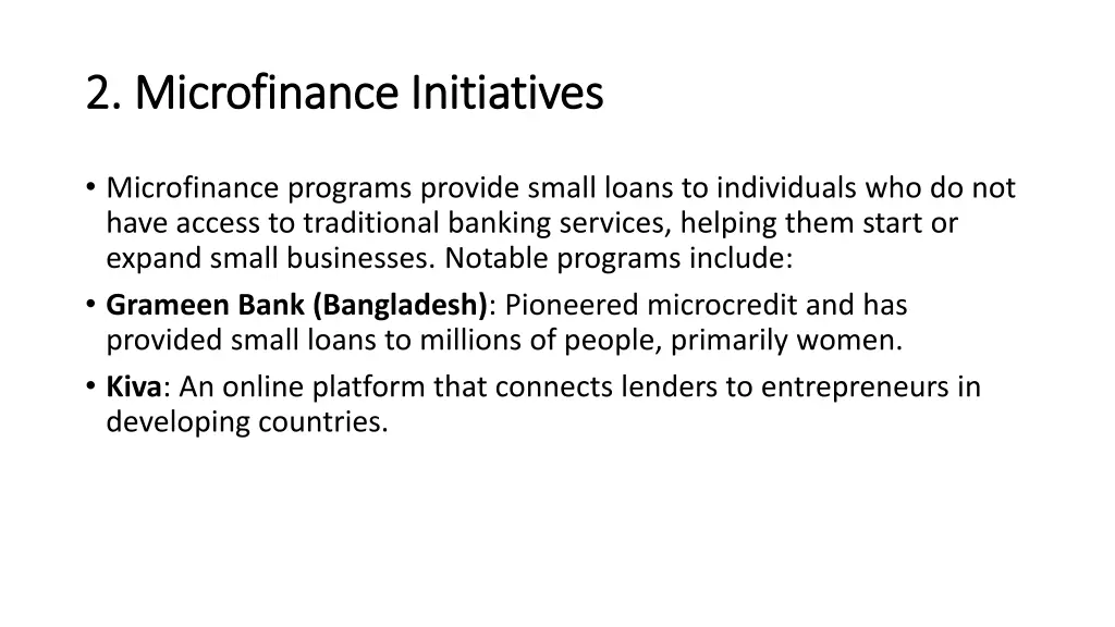 2 microfinance initiatives 2 microfinance