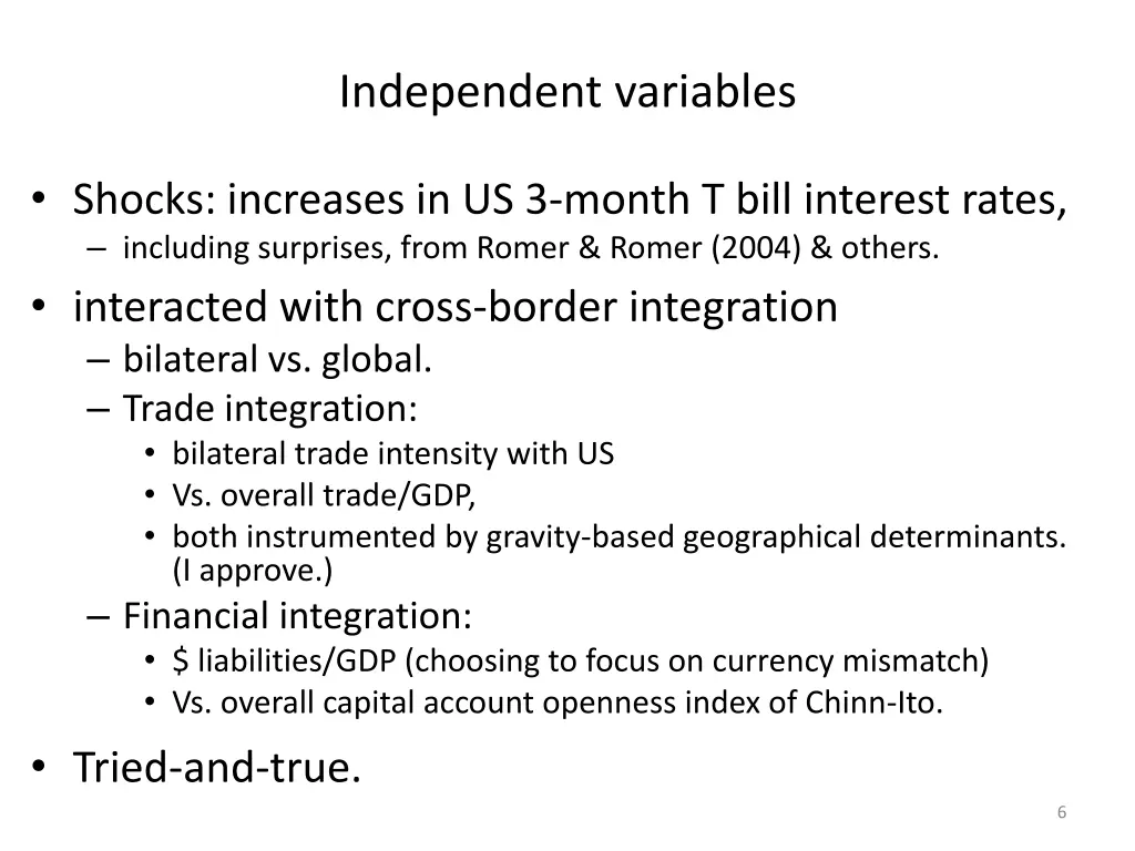 independent variables