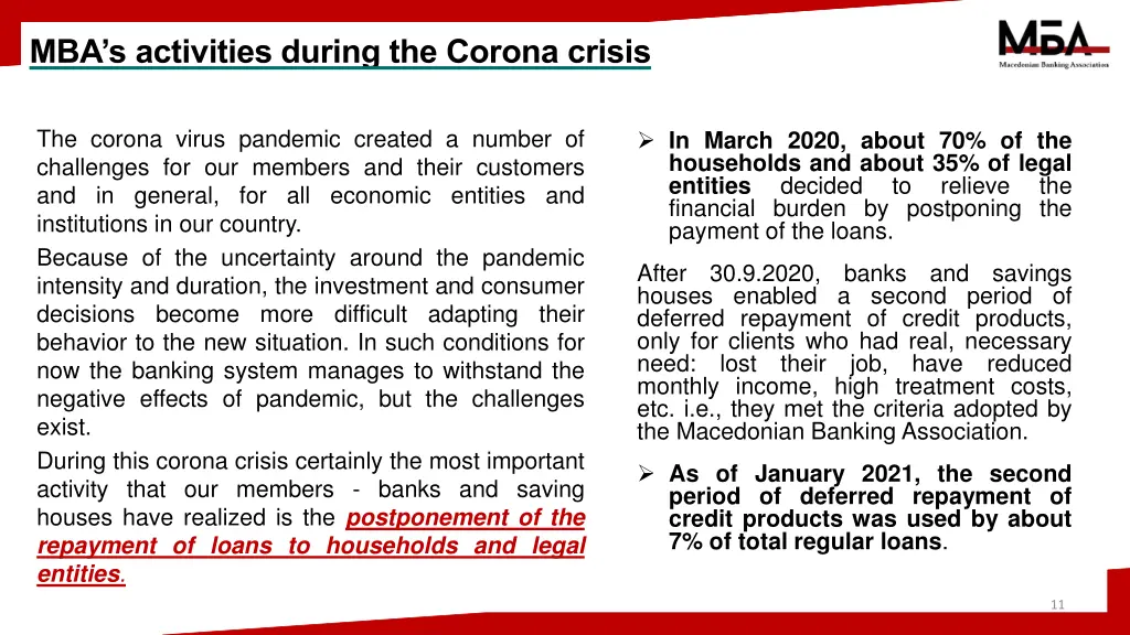mba s activities during the corona crisis