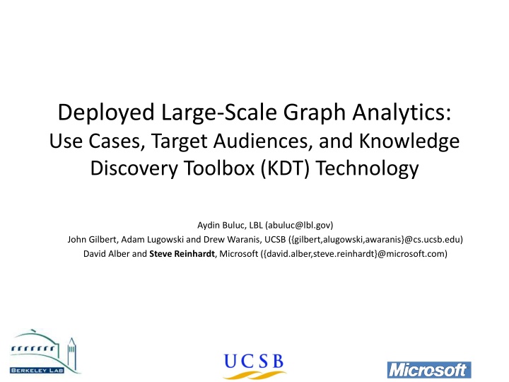 deployed large scale graph analytics use cases