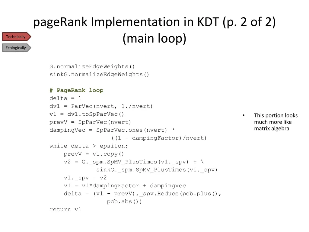 pagerank implementation in kdt p 2 of 2 main loop