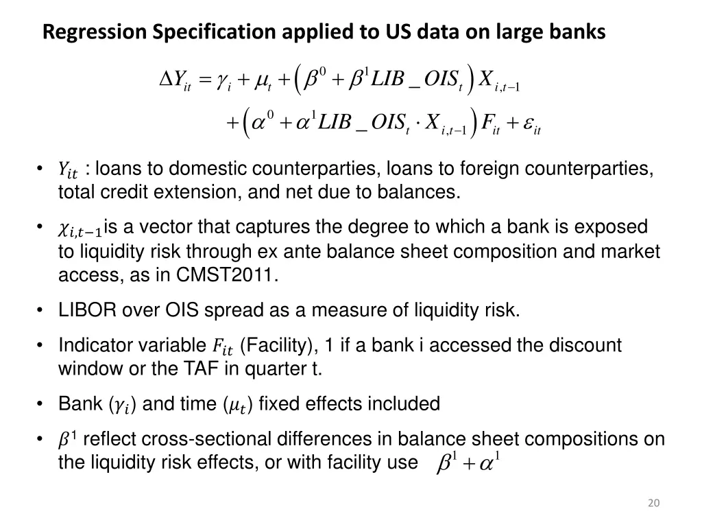 regression specification applied to us data
