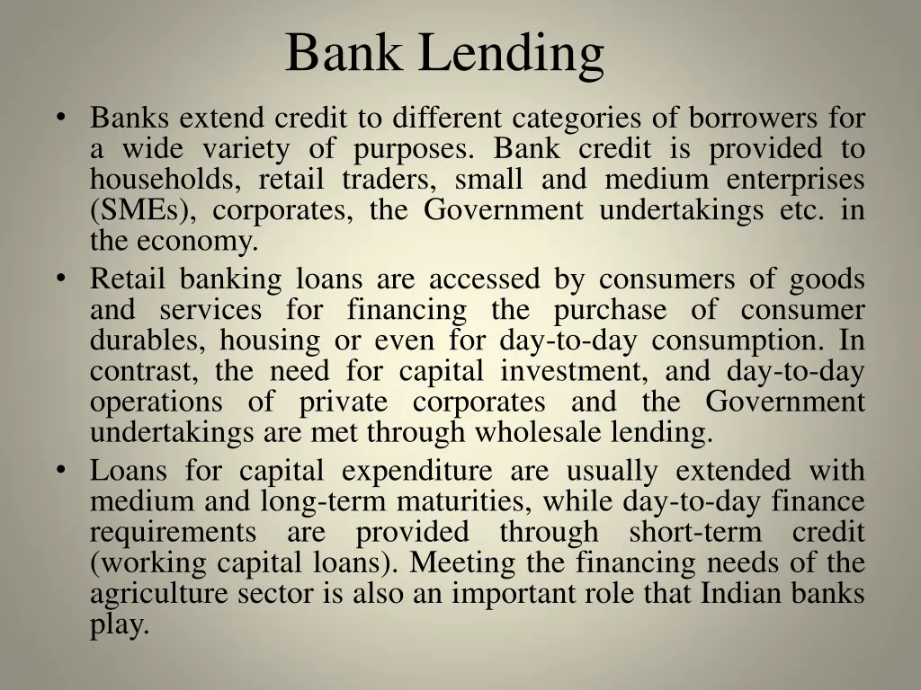 bank lending